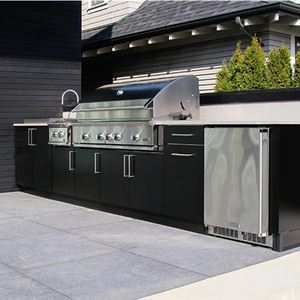 Mobili da <span class=keywords><strong>Cucina</strong></span> Modulari Neri Personalizzati in Acciaio Inox 304, <span class=keywords><strong>Cucina</strong></span> Esterna <span class=keywords><strong>con</strong></span> Barbecue Integrato, Arredamento <span class=keywords><strong>Cucina</strong></span> Moderno - Product Image 4