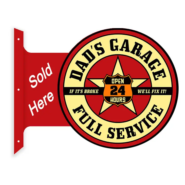 Customized Double Side UV Printing Metal Flange Sign Man Cave Garage Bar Wall Decor Metal Sign Wholesales Tin Sign