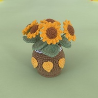 Pot de fleurs en crochet fait main transfrontalier, motif tulipe et tournesol, cadeau créatif, décoration d'intérieur