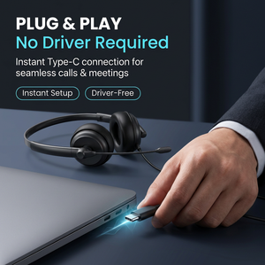 Over Ear Wired Headset With Type C Connection Noise Cancelling For Computer Use Black - Product Image 2