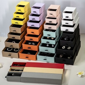 Eco Paper Luxury Drawer Jewelry Packaging Box Set Custom <b>Cardboard</b> White Drawer Jewelry <b>Boxes</b> with logo Slid Jewelry Box - Product Image 1