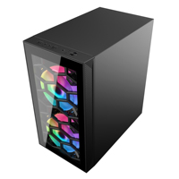 Ruix M02 Micro ATX Case Mid Tower Computer Cases Panneau latéral en verre trempé et panneau avant Position des 3 ventilateurs