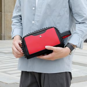 Produits tendance : Sacs à main pour hommes rivetés, sacs à main en cuir imperméables pour hommes avec fermeture à glissière - Product Image 3