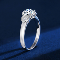YBO personnalisé luxe Double coeur 1CT Moissanite mariage bagues de fiançailles VVS D couleur 925 bijoux en argent Sterling fêtes élégantes