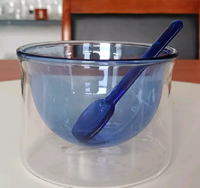 Tasses à latte en verre à double paroi - Parois colorées, tasses à café isolées à double couche, bol à crème glacée avec cuillère assortie