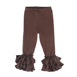 Leggings con Volantes para Niños Pequeños, Color Sólido, Triple Algodón, Ropa Infantil al por Mayor, Pantalones con Volantes para Niñas - Product Image 3