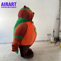 Costume d'ours en peluche de dessin animé gonflable personnalisé avec cape, mascotte de costume d'ours gonflable de spectacle d'activités scolaires pour enfants