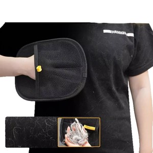 Gant de toilettage pour animaux de compagnie JYNB, noir, doublé polaire rond, épaissi, double face, pour le nettoyage des vêtements des chats à poils longs - Product Image 1