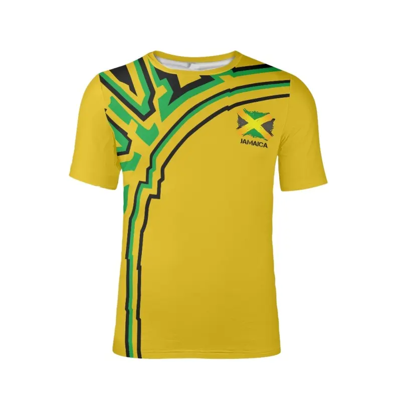 ملابس رياضية مخصصة جامايكا علم عارضة الصيف أزياء الرجال تيشيرتات بيع بالجملة أفضل بيع عالية الجودة لكرة القدم تيشيرت سريع الجفاف