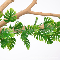 Feuilles de Monstera artificielles, plantes grimpantes vertes en plastique, décorations suspendues pour la décoration murale de fête