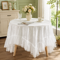 Nappe ronde en dentelle florale, style campagnard français vert vintage, couverture de table à manger, décoration romantique et élégante pour la maison et les mariages