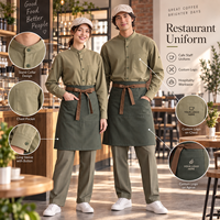 Uniforme de cuisine unisexe léger en sergé à manches longues, respirant, à fermeture boutonnée, imprimé par transfert thermique, coupe ample pour restaurant