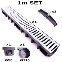 Canal de terrasse galvanisé pour jardin balcon piscine vidange 1m couverture grille
