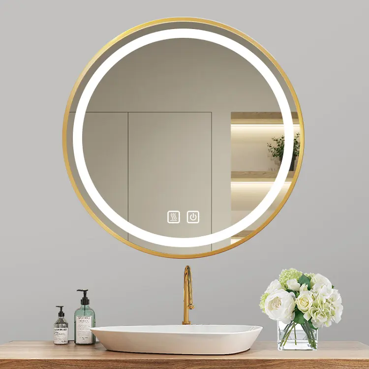 Tocador LED de lujo para baño, espejo con marco de pared grande, iluminado, rectangular, moderno, Hotel, 5 años