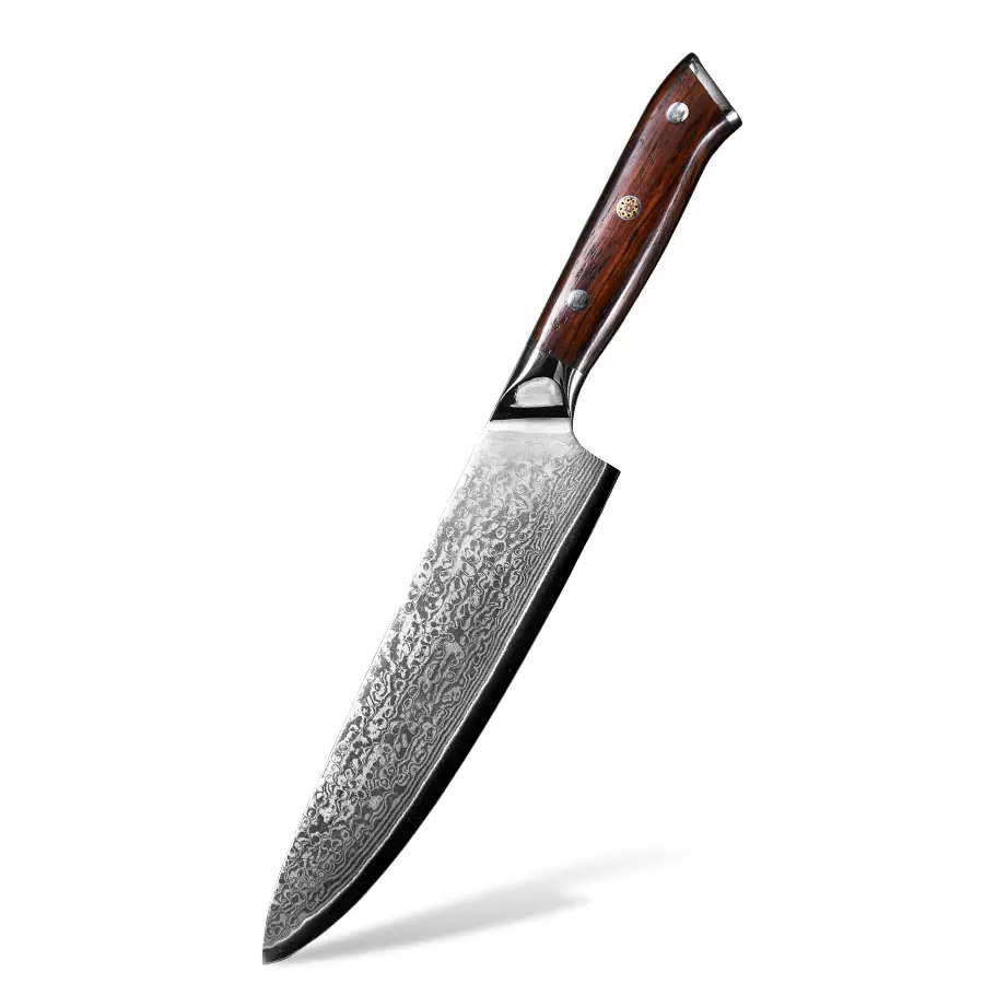 OEM profesyonel şef bıçaklar mutfak gereçleri 67 katmanları şam çelik VG10 japon mutfak bıçağı ile gülağacı kolu
