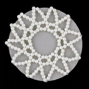 FF2539 Voile à cheveux en crochet fait main avec perles, pour ballet, danse, patinage, usage quotidien, couvre-chignon perlé - Product Image 4