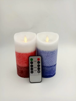 Bougie pilier LED sans flamme à cire dégradée avec lumière vacillante, télécommande et minuterie