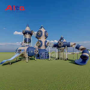 Espaço-navio UFO playground infantil ao ar livre com corrediça de aço inoxidável China fabricação um jogo de solução