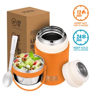 20oz Soup Thermal Hot Food Containers Triple Layer Insulation Stainless Steel Food Jar With Spoon For Kids Adults