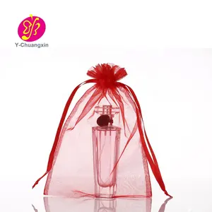 High Quality Red Organza Bag Perfume Packaging Pouch Custom Logo Organza