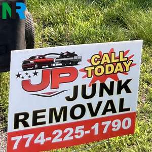 Panneau d'affichage personnalisé 18x24 pouces <span class=keywords><strong>JUNK</strong></span> REMOVAL Panneaux de jardin en plastique ondulé avec piquet en métal H pour les entreprises - Product Image 1