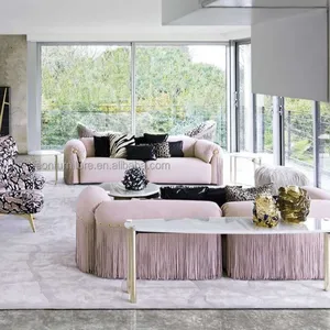 Villa living room furniture sofa set high end modern couch tassels design unique couches luxury living room sofa