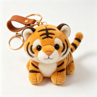 Porte-clés en peluche mignon animaux sauvages de la forêt, mini-breloque en peluche douce (tigre, renard, léopard, cerf, lion) pour sac