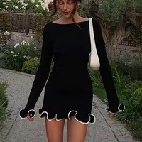 Robe courte à manches longues unie pour femme RTS Factory, style enveloppant sexy, décontractée, ajustée, pour le quotidien, pour l'été