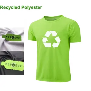 Eco Friendly Recycled Plastic T Shirt Water Bottle 100% RPET Polyester T Shirt With Custom Sublimation Print Embroidery Logo