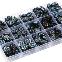 Perle dispersée acrylique noir baroque rétro dessin au trait perle bricolage à la main boucles d'oreilles bijoux accessoires