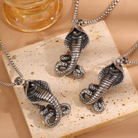 Collier pendentif serpent Cobra Python rétro en acier inoxydable, bijou gothique serpent, bijoux en acier inoxydable