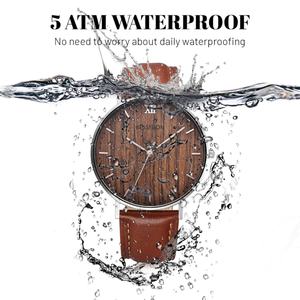Japan Movt Stainless Steel Wood Dial <b>Watch</b> with Leather Band 40mm Dial Diameter 18mm Band Width <b>Wooden</b> Style Fashion Timepiece - Product Image 2