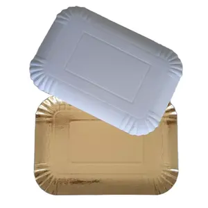 190x125mm Gold Rectangle Paper Plates Wholesale Eco-Friendly Disposable Paper Dish Greaseproof Paper Plates