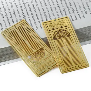 OEM factory cheap custom brass etched logo bookmark hollow out commemorative metal bookmark