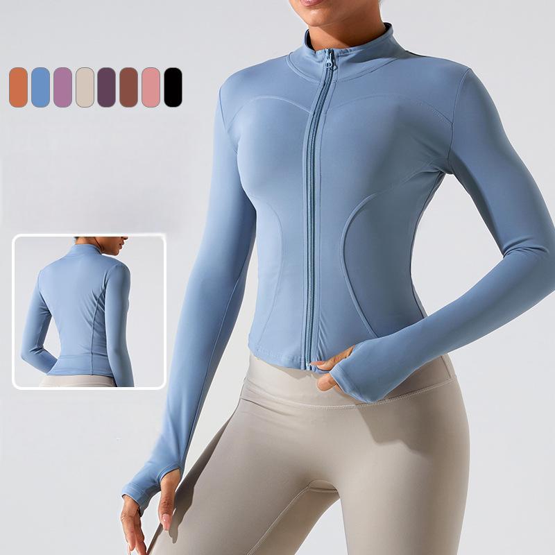 Wholesale Yoga Coat Training Clothes Stand Collar Zip Up Long Sleeve Sports Jacket Gym Top For Women