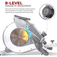 Máquina de Remo Magnética para Fitness con Capacidad de 250 LB, Riel Deslizante Extendido y Remo Adicional Opcional