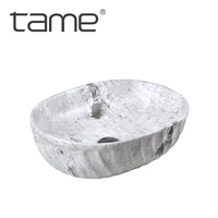 TAME PZ6547 <strong>Best</strong> <strong>Selling</strong> Grey <strong>Marble</strong> Tile Pattern Design <strong>Bathroom</strong> Ceramic Countertop Hand Wash Basin Lavabo
