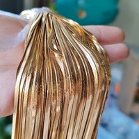 Collar de cadena de espiga impermeable, chapado en oro de 18 quilates, con diseño de huesos de serpiente planos, de acero inoxidable, de doble capa, para mujer