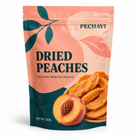 Kemasan Kantong Cetak Kustom dengan Resleting yang Dapat Ditutup Kembali untuk Camilan Buah Persik Kering Label Pribadi Grosir