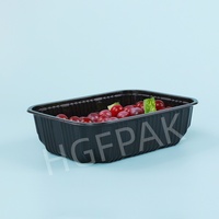 Wegwerp vierkante zwarte PET RPET blisterverpakking van gerecycled plastic voor champignons, shiitake, groenten en fruit