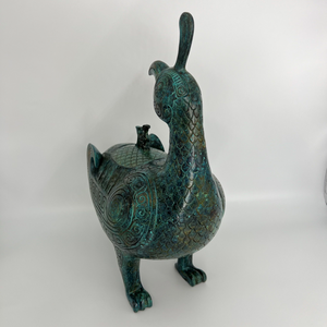 Jin Hou Bird Zun opera d'arte classica in bronzo della dinastia di Zhou fenice occidentale forma complessiva in metallo artigianato significato culturale storico - Product Image 6