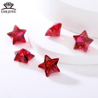 EMEJEWE Pierre de rubis synthétique de laboratoire certifiée par un tiers, taille étoile, couleur rouge, effet de jeu de couleurs/feu, pour bijoux personnalisés