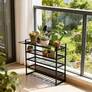 Utility Racks <b>Tool</b> <b>Storage</b> Rack 3 Floors Standing Type Black Multi-purpose Portable Moisture-proof - Product Image 2