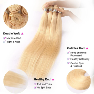 100% Raw <span class=keywords><strong>Remy</strong></span> cutícula rubio miel extensión del cabello humano, 613 virgen platino Rubio Paquete de pelo al por mayor - Product Image 4