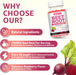 OEM Gummies di barbabietola con COQ10 e melograno-integratore di ossido nitrico-radice di barbabietola per resistenza, prestazioni, recupero - Product Image 2