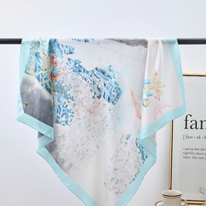 <span class=keywords><strong>Foulard</strong></span> <span class=keywords><strong>carré</strong></span> 100 % soie de mûrier pour femme 90x90cm, imprimé animal printemps, style frais et doux, vente en gros - Product Image 3