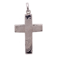 Collier Croix Gothique en Acier Plaqué Or Damas Poli Miroir, Designs Croix, Bijoux Fins en Gros Cheng Jewelers