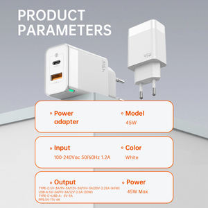 <span class=keywords><strong>Cargador</strong></span> de Pared PD de 45 W 3.0 con Carga Rápida, Doble <span class=keywords><strong>Tipo</strong></span>-<span class=keywords><strong>C</strong></span> y USB, con QC3.0 y Protección Contra Sobrecargas para 16/15/14 - Product Image 2