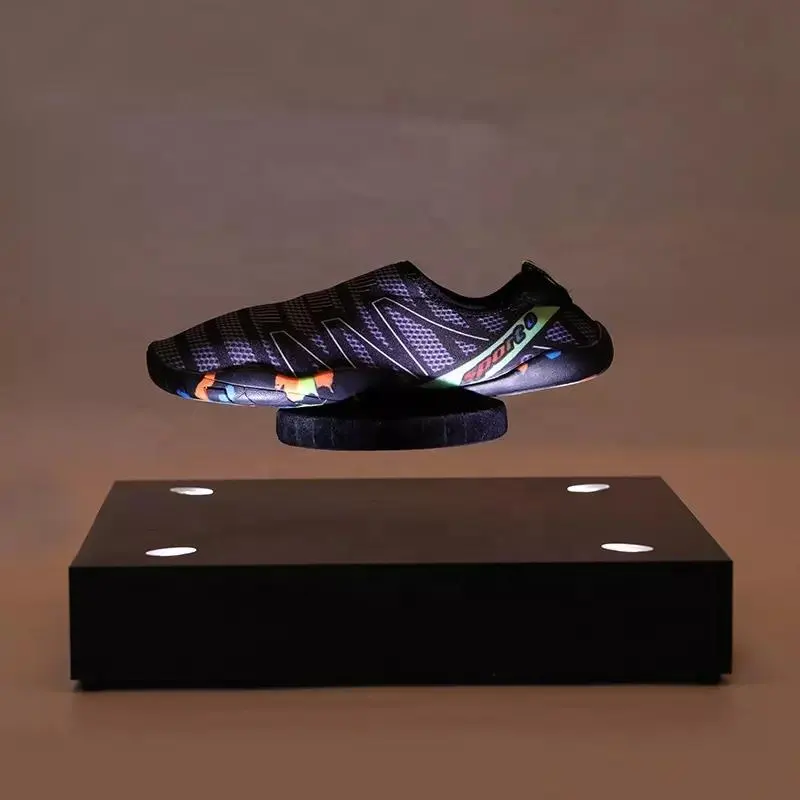 Acrílico Led Luminous Shoe Box Sneakers Levitação Magnética Flutuante Shoe Stand Display Racks