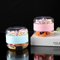 Boîte alimentaire et à bonbons transparente double couche en PET/PP de 250 ml, ronde, pour le rangement de petites gommes et l'affichage de chewing-gums